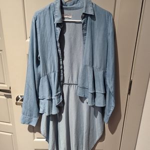 Zara denim blouse with tail